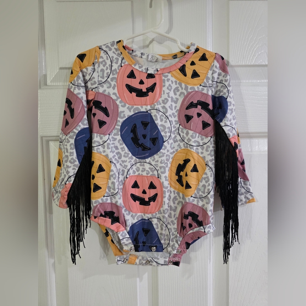 Pumpkin Patch Kids Costume Bodysuit With Fringe Sleeves